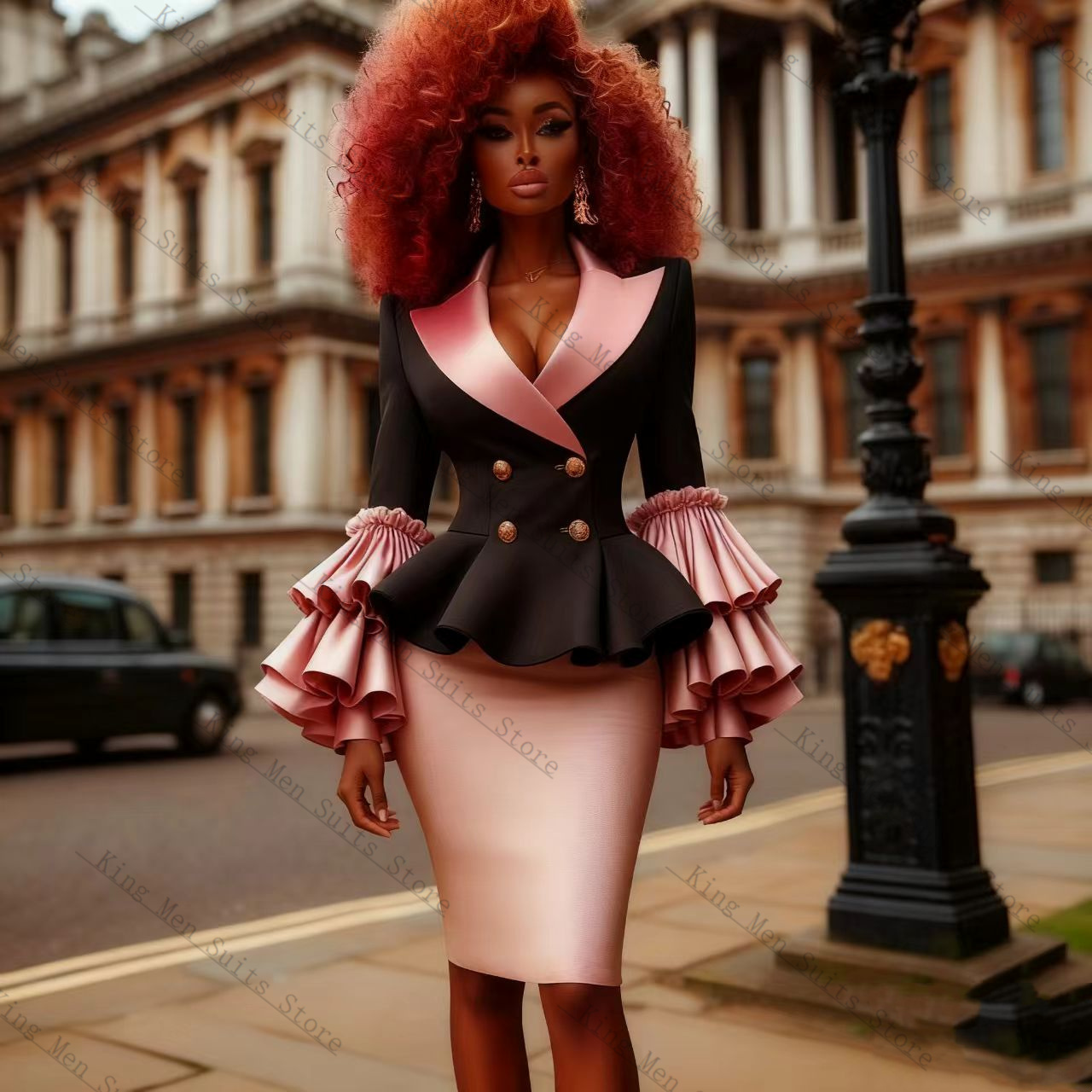 Women'S Formal Wear Tuxedo - أسود وردي المرأة البدلة مجموعة 2