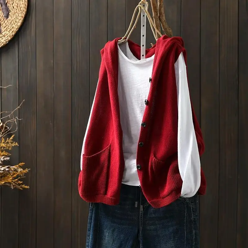 Women'S Formal Wear Cardigan - صدرية سترة حمراء نسائية محبوكة سترة