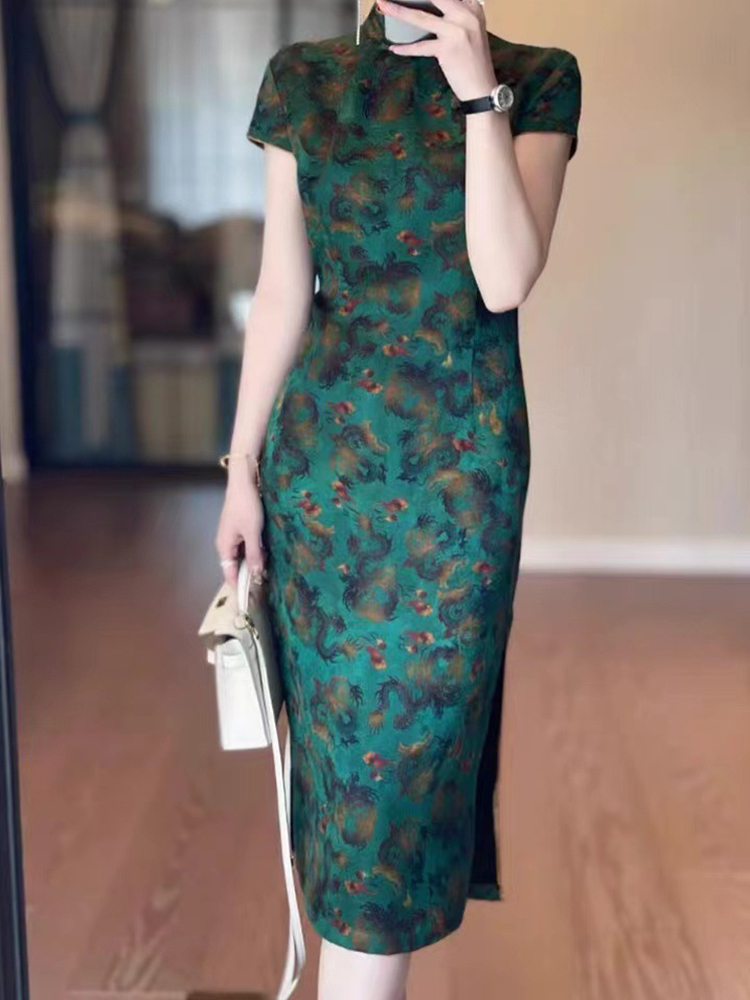 Formal Dress Female - فستان طويل أنيق باللون الأخضر بتصميم