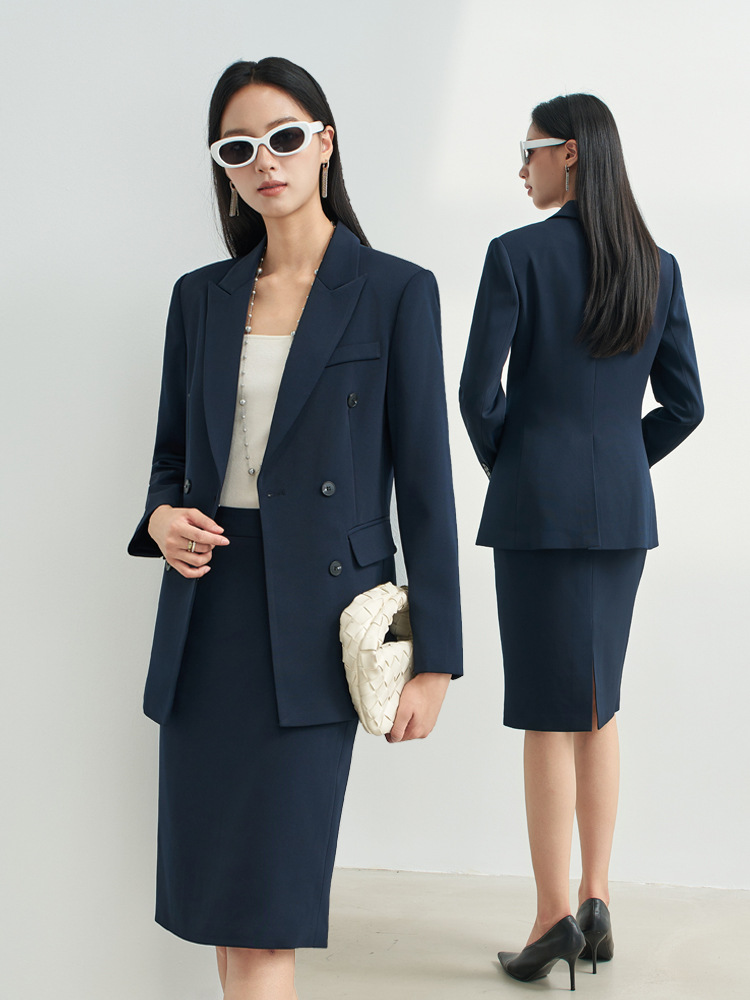 Women Formal Wear For Interview - بدلة تنورة رسمية باللون الأزرق البحري