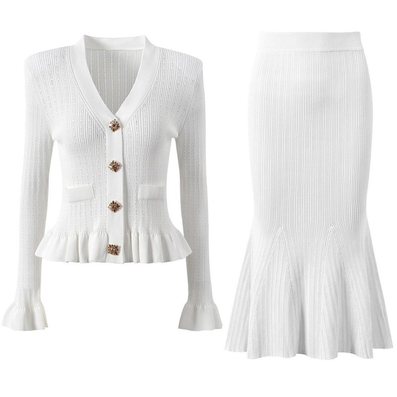Women'S Formal Wear Cardigan - طقم نسائي أنيق بأسلوب فرنسي مكون