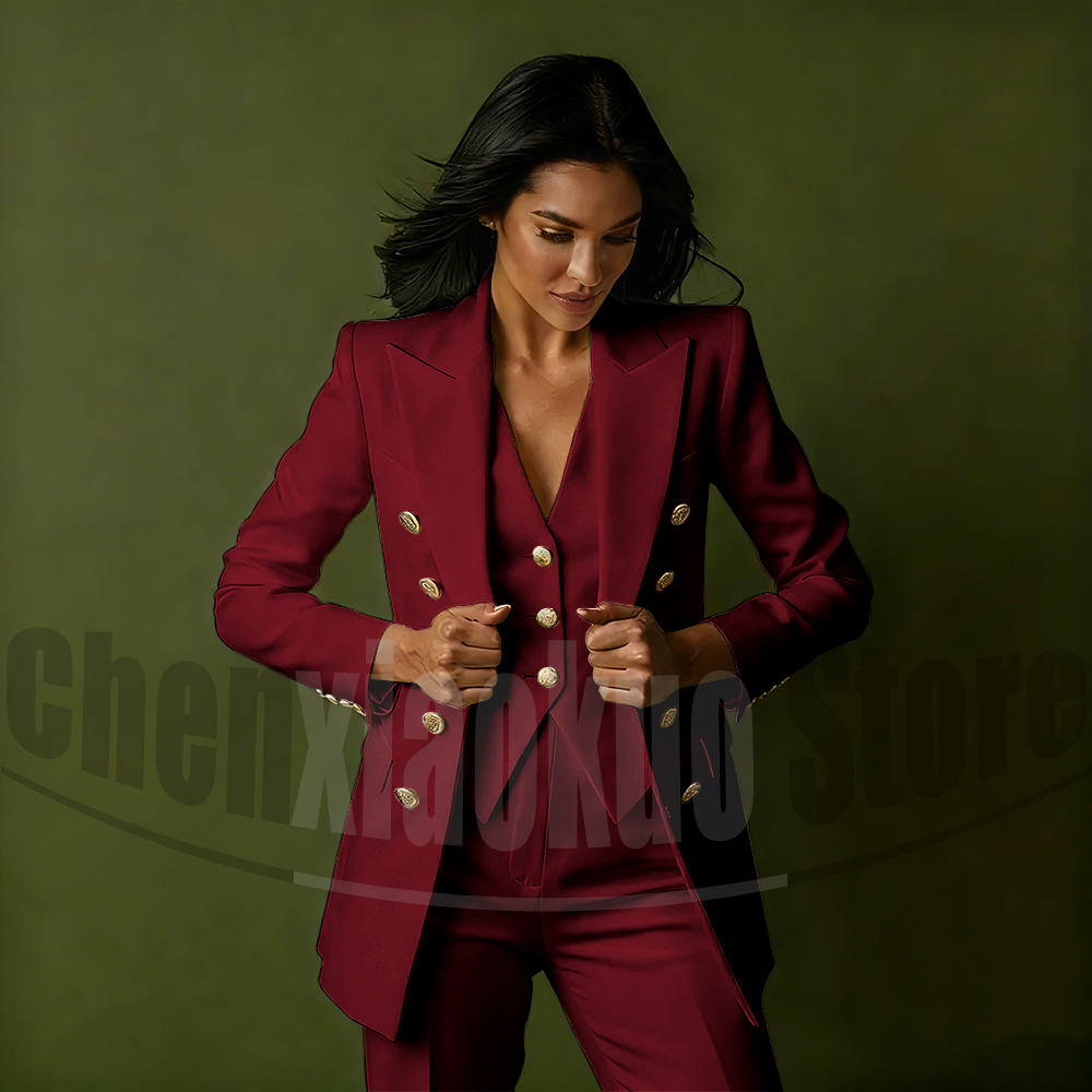 طقم بدلة نسائي مكون من ثلاث قط - مراجعة Women'S Formal Wear Pants Suit وسعره