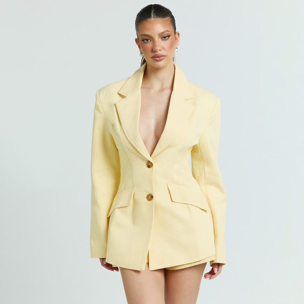 طقم بدلة نسائية من قطعتين بلون - مراجعة Women'S Formal Wear Pants Suit وسعره