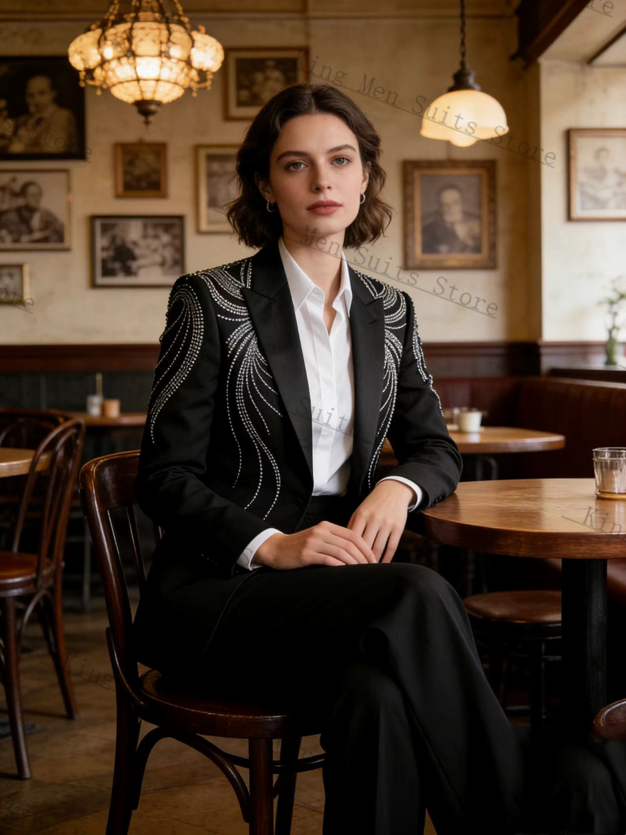 طقم بدلة نسائية سوداء من قطعتي - مراجعة Women'S Formal Wear Tuxedo وسعره