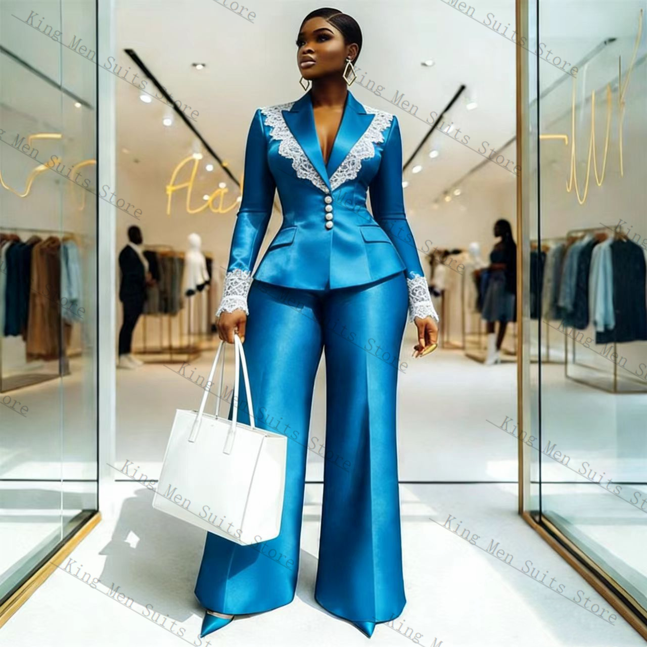 طقم بدلة نسائية من الساتان الأ - مراجعة Women'S Formal Wear Tuxedo وسعره