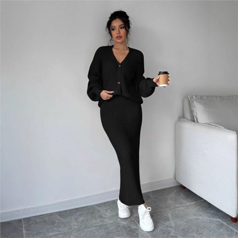 المرأة محبوك سترة تنورة طويلة  - مراجعة Women'S Formal Wear Cardigan وسعره
