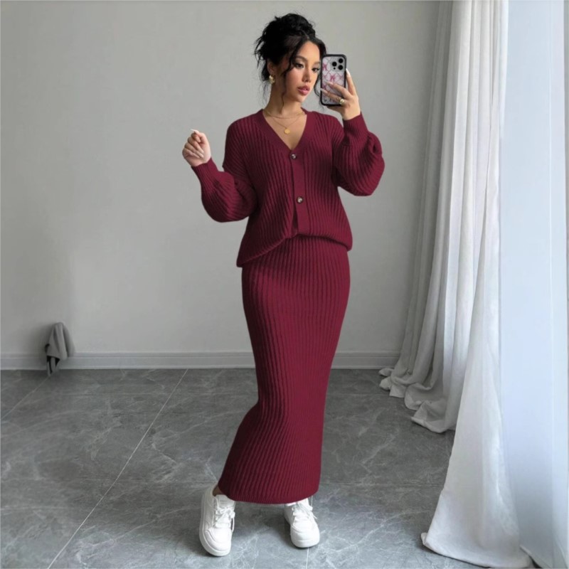 المرأة محبوك سترة تنورة طويلة  - مراجعة Women'S Formal Wear Cardigan وسعره
