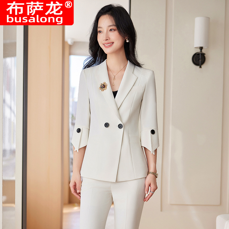 طقم بدلة أصفر جديد لربيع وصيف  - مراجعة Women'S Formal Wear Pants Suit وسعره