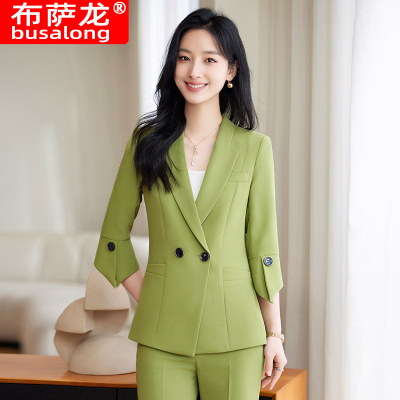 طقم بدلة أصفر جديد لربيع وصيف  - مراجعة Women'S Formal Wear Pants Suit وسعره