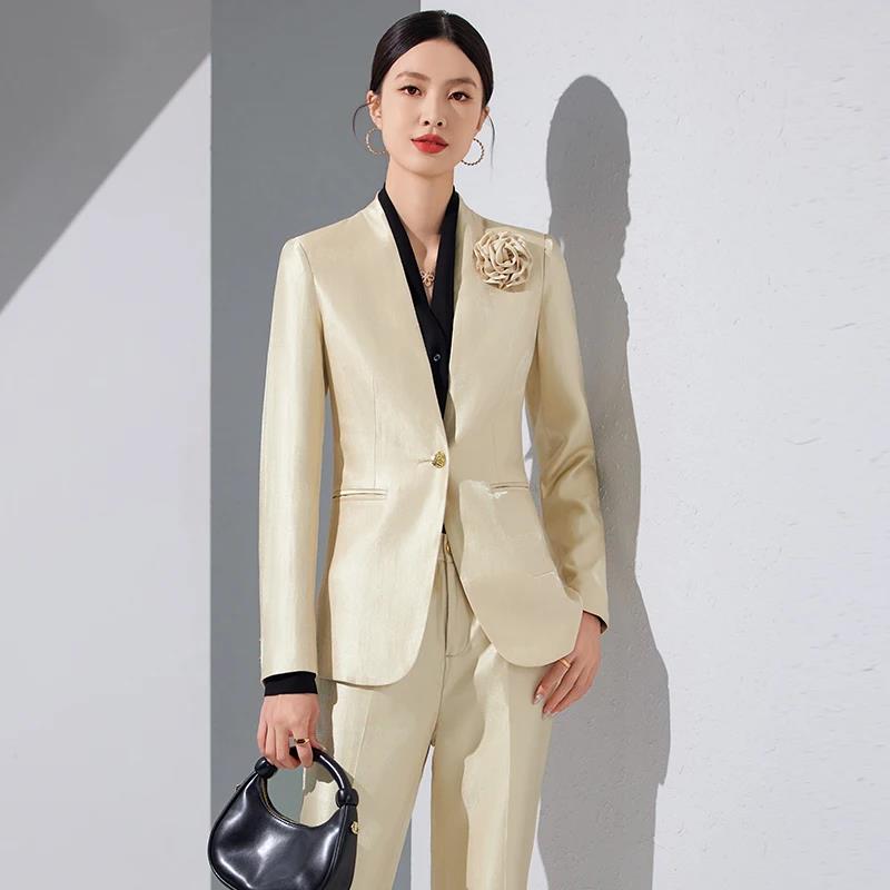 أطقم سراويل بليزر نسائية مزينة - مراجعة Women'S Formal Wear Pants Suit وسعره