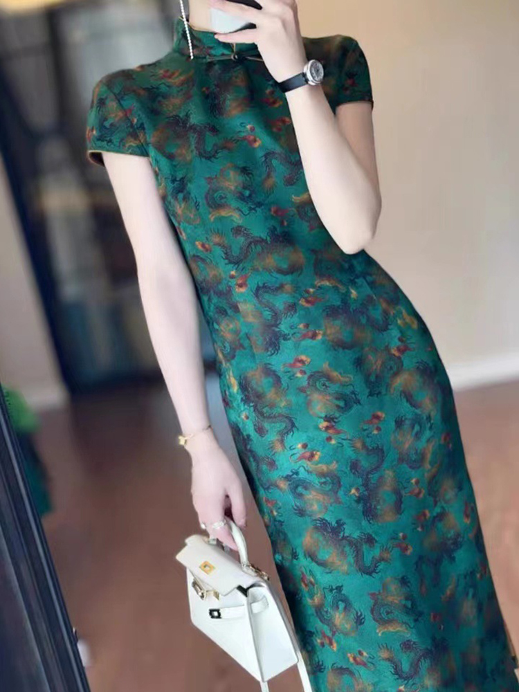 فستان طويل أنيق باللون الأخضر  - مراجعة Formal Dress Female وسعره