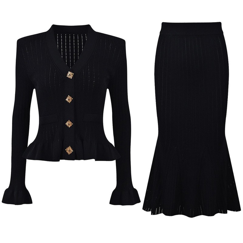 طقم نسائي أنيق بأسلوب فرنسي مك - مراجعة Women'S Formal Wear Cardigan وسعره